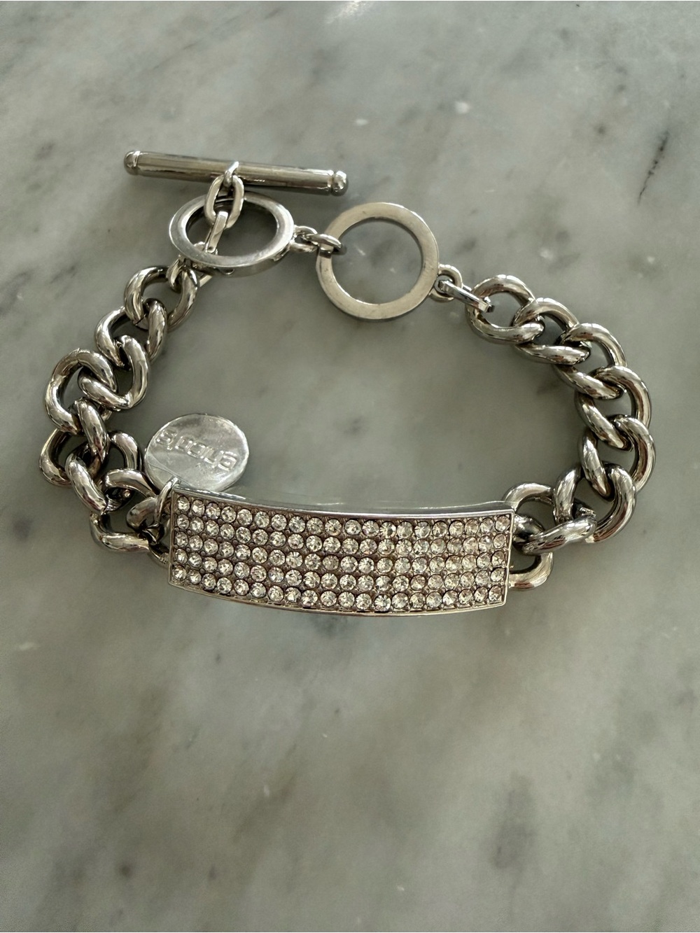 VINTAGE DEADSTOCK Chico's Chunky Pave Rhinestone ID Chain Bracelet